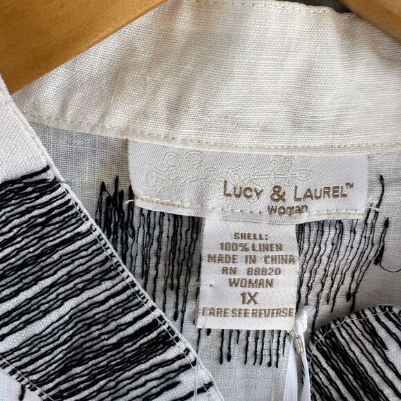 🎉5 for $45🎉 NWT Lucy & Laurel Top Blouse Shirt Size 1X Pure Linen - Picture 5 of 9